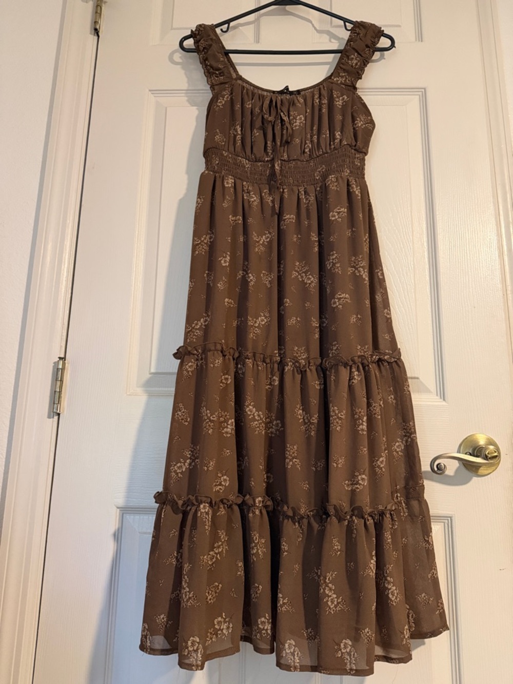 Brown Floral Tiered Dress